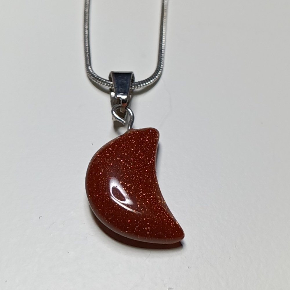 Crescent Moon Red Stone Necklace